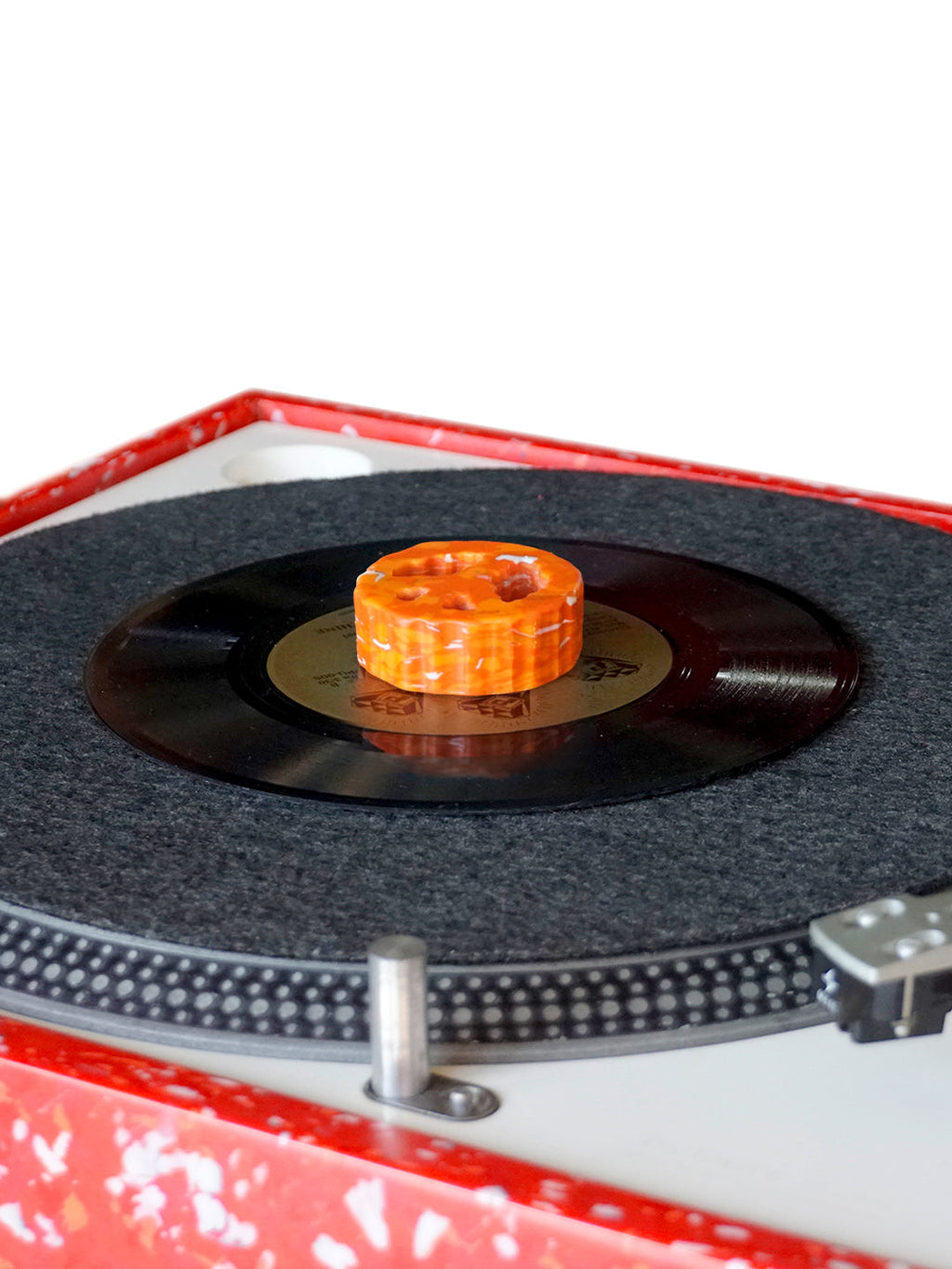 Recycled 7 Inch Vinyl Adapter Orange