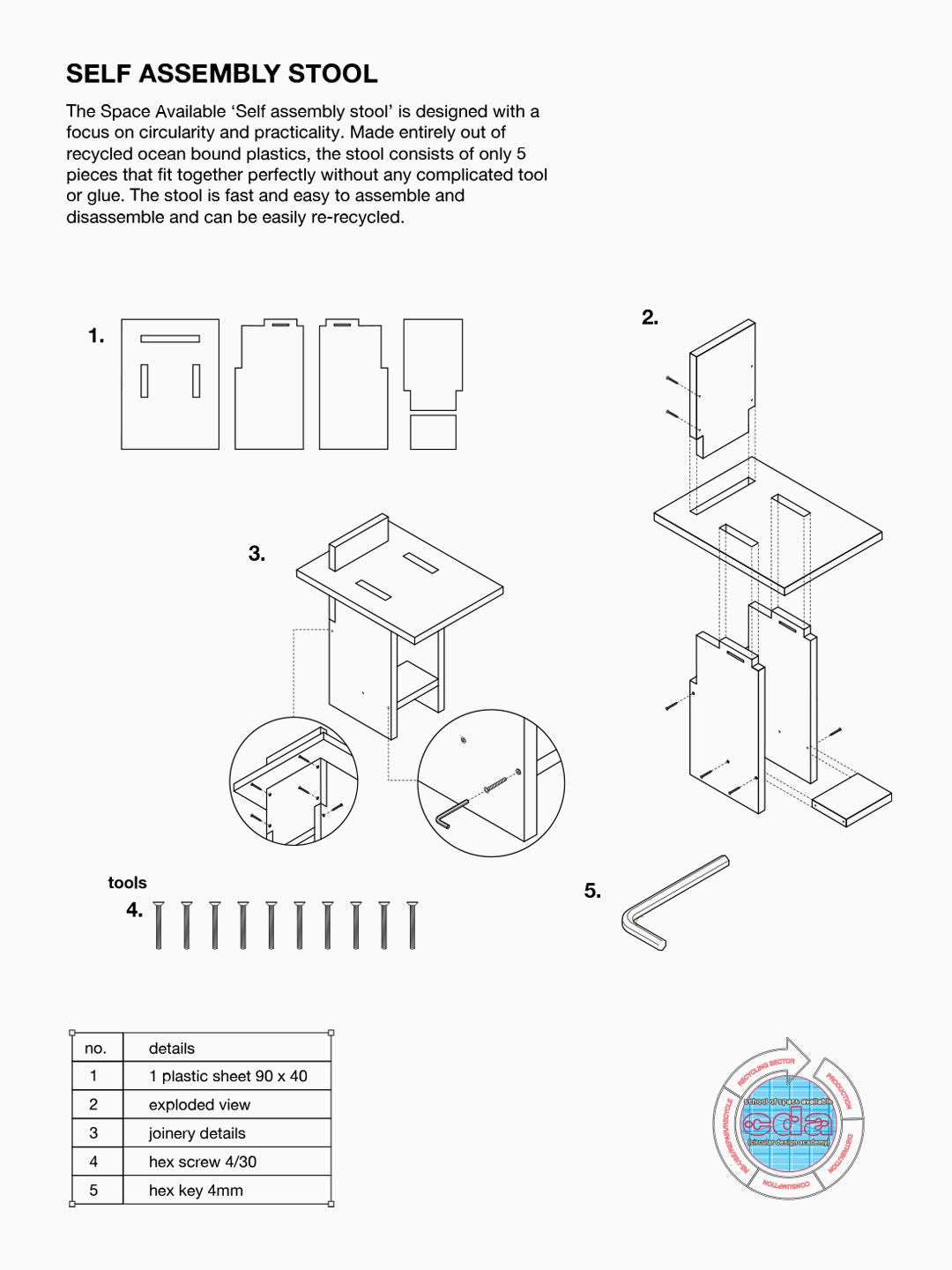 Self-Assembly Stool Blue