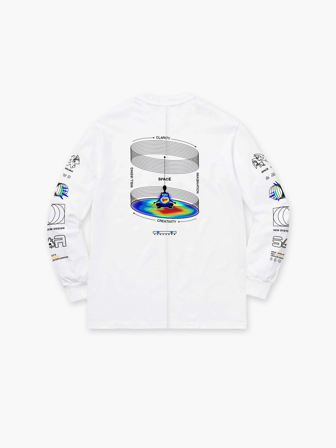 Making Space Effect Long Sleeve T-Shirt White